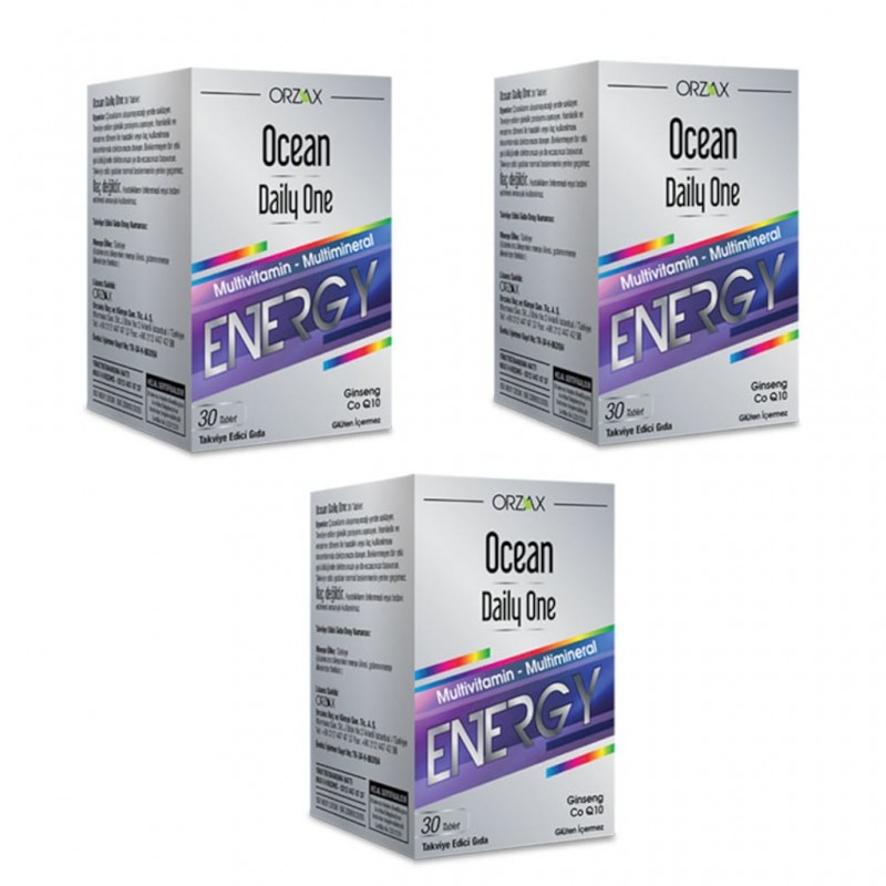 Orzax Ocean Daily One Energy Ginseng CoQ10 30 Tablet 3'lü Paket